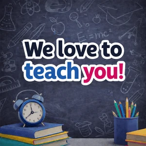 Friedrich-Ebert-Schule Hürth - Illustration "We love to teach you" klein